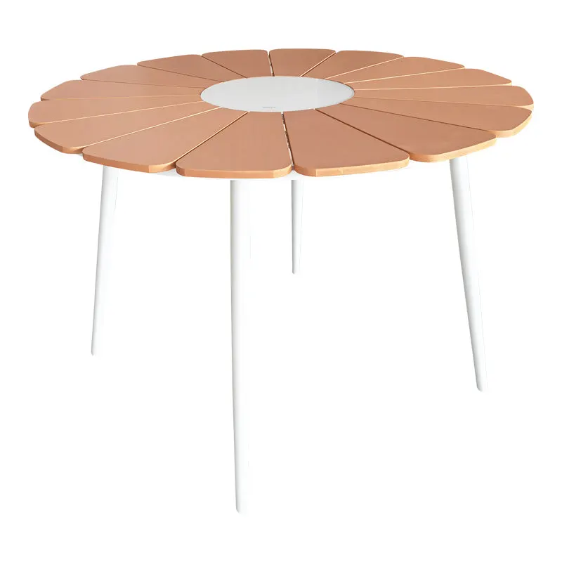 Masa Pinap, Aluminiu si placaj, D110x74 cm - Alb-Natural
