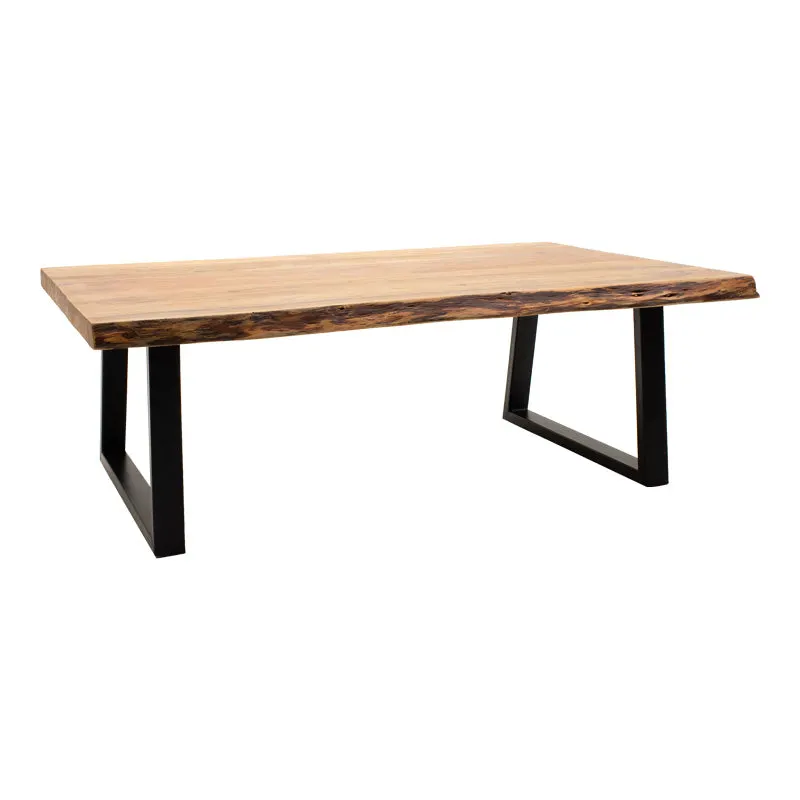 Masa de cafea Miles Boho, Lemn de salcam, Grosime 3 cm, Natural, 115x60x45 cm - Natur