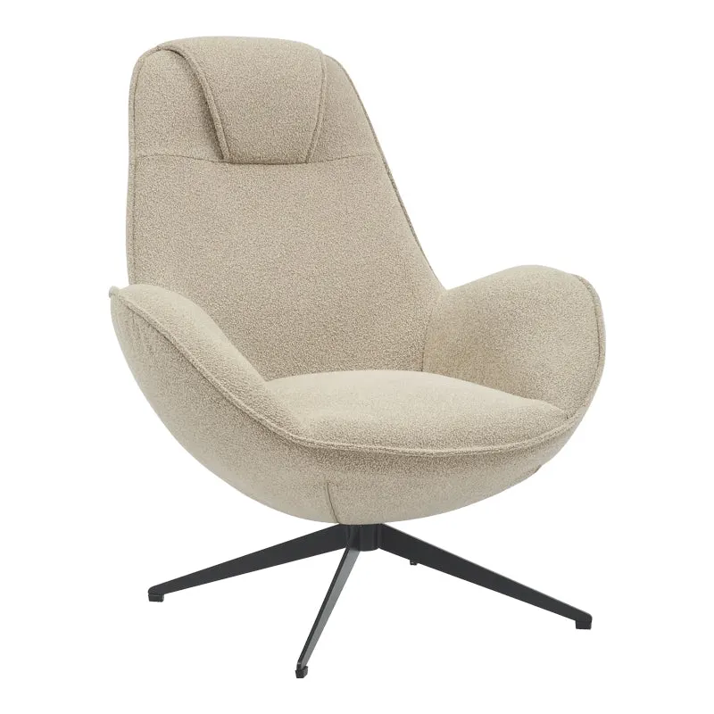 Fotoliu rotativ Flago boucle stofa, bej, 85x88x104 cm - Bej