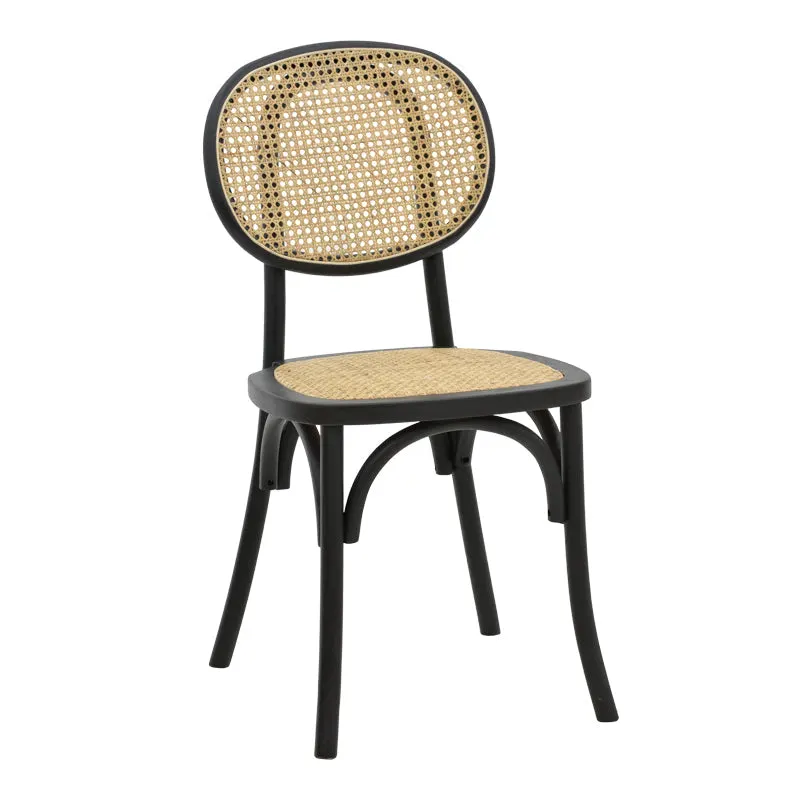 Scaun stivuibil Zoel lemn de fag negru-ratan, Natural, 45x52x82 cm - Natur