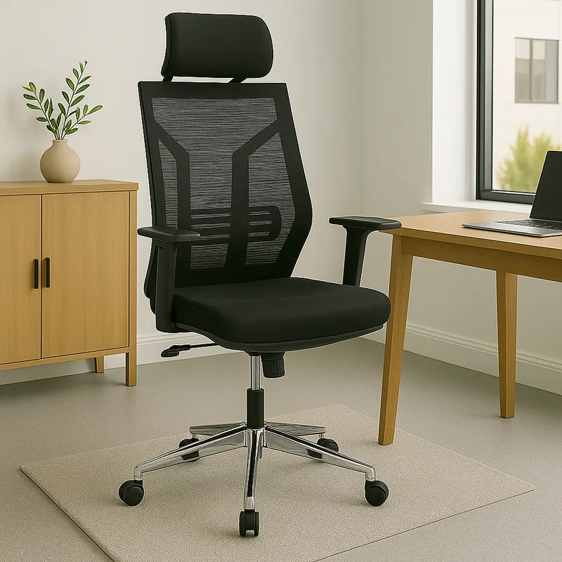Scaun de birou pentru manager Commend, neagra, 50x50x114-124 cm - Negru