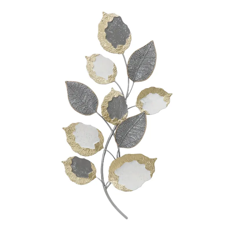 Decoratiune de perete din metal Neone, Auriu, 47x89x6 cm - Auriu
