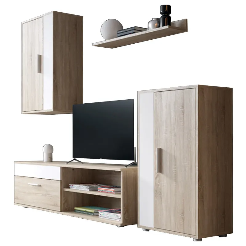 Comoda TV Zafira, Sonoma-alb, 190x35x190 cm - Alb