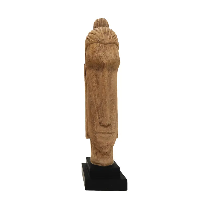 Statueta Buddha Dran bust lemn de mango, Natural, 12x12x52 cm - Natur