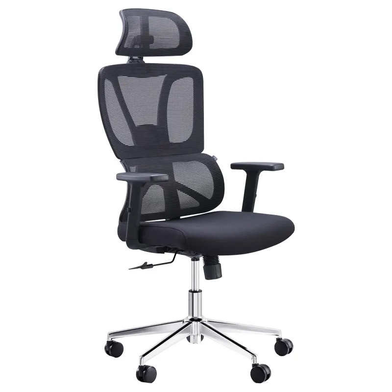 Scaun director birou Aish stofa plasa, neagra, 64x66x130 cm - Negru