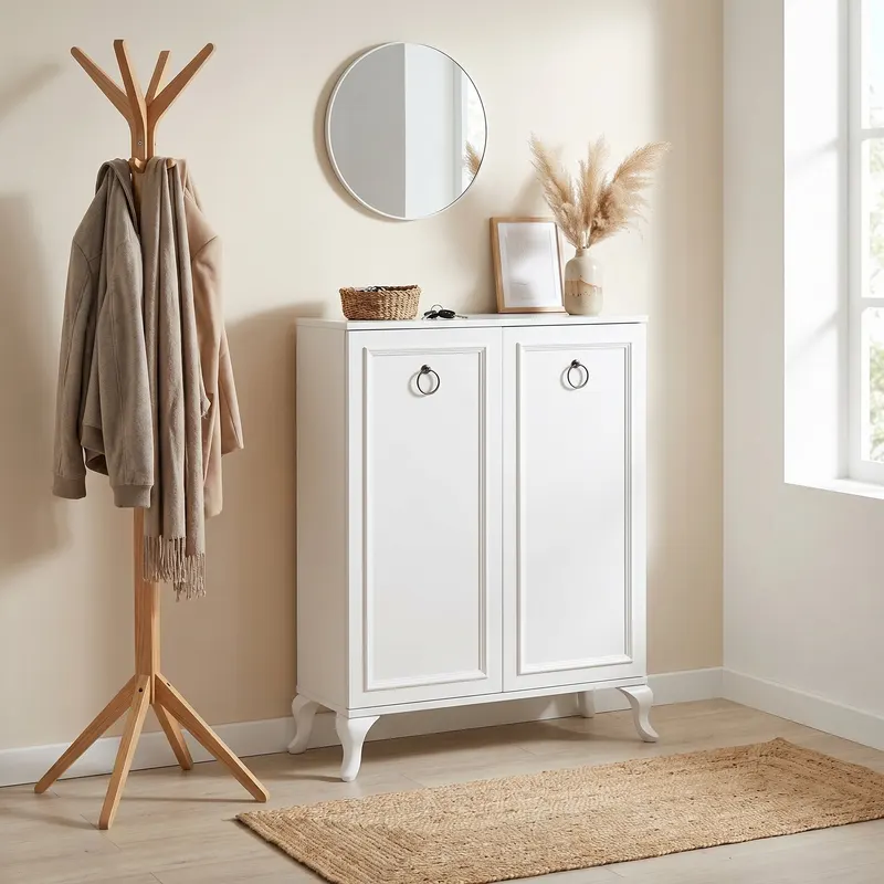 Dulap Pantofi SHC-1020-DD-1 Home Collection® Country, 2 usi Lake Alb, 5 rafturi, 80x108x34 cm - Alb