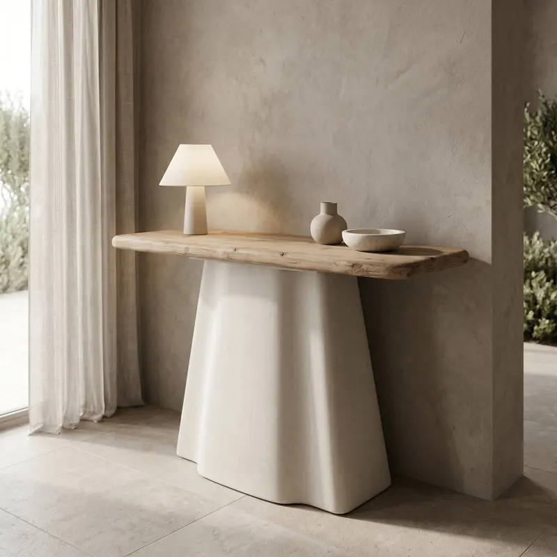 Consola Loberta, Lemn de brad, Natural, 120x38x81 cm - Natural