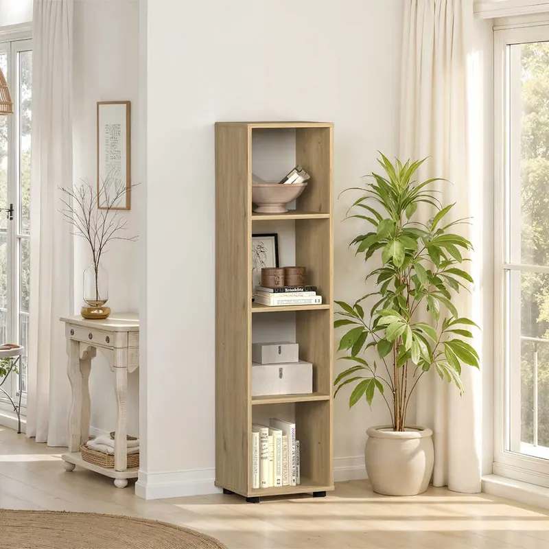 Biblioteca KTP-014-FF-1 Home Collection® Cubic, Alb - Stejar, 36x141x30 cm - Stejar