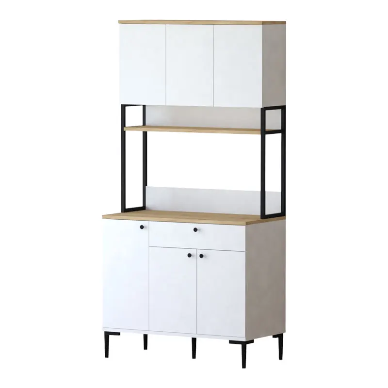 Dulap de bucatarie Lenner, Sonoma-Alb, 90x45x184 cm - Sonoma-Alb
