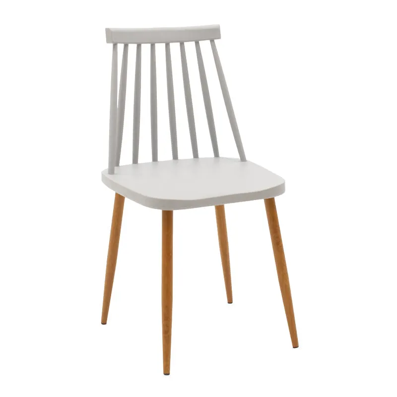 Scaun de sufragerie Aurora, Alb-Natural, polipropilena si metal, 42x50x77 cm - Gri-Natural