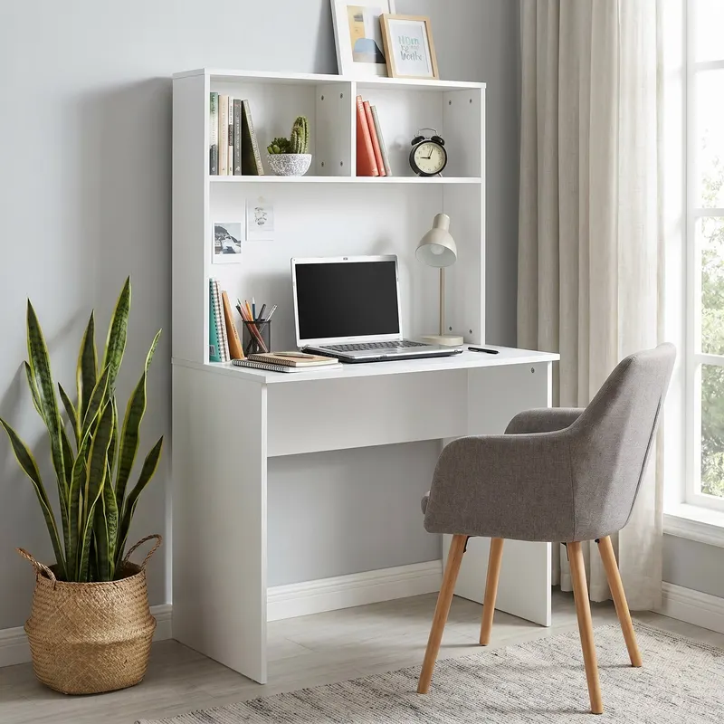 Birou CMU-190-BB-1 Home Collection® White cu biblioteca, Alb, 90x148x52 cm - Alb