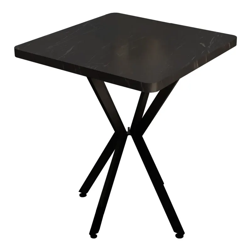 Masa Prestone, marmura neagra-metal, 70x70x75 cm - Negru
