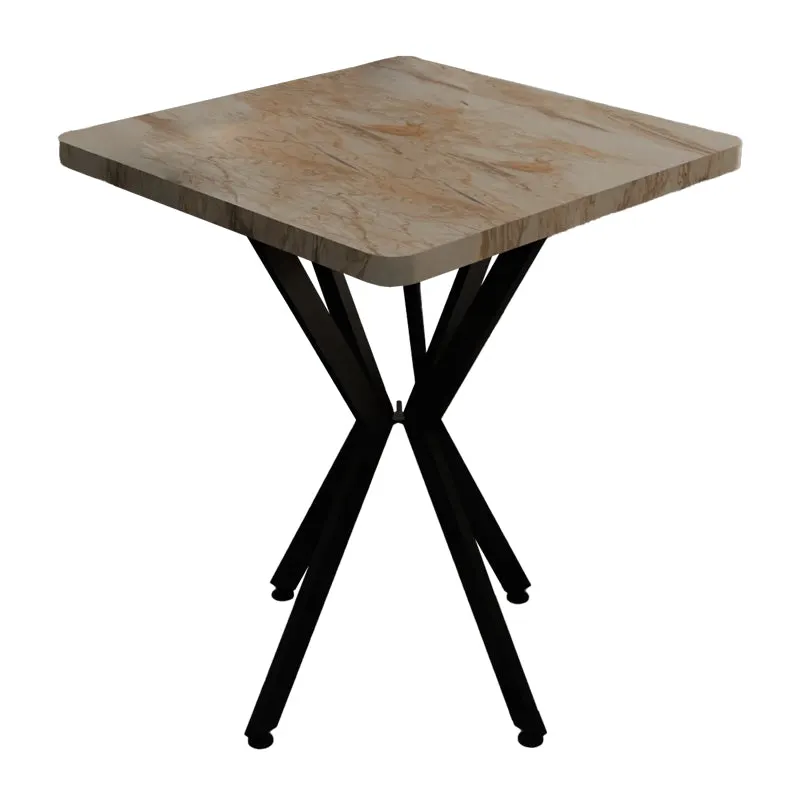 Masa Prestone, marmura neagra-metal, 70x70x75 cm - Alb