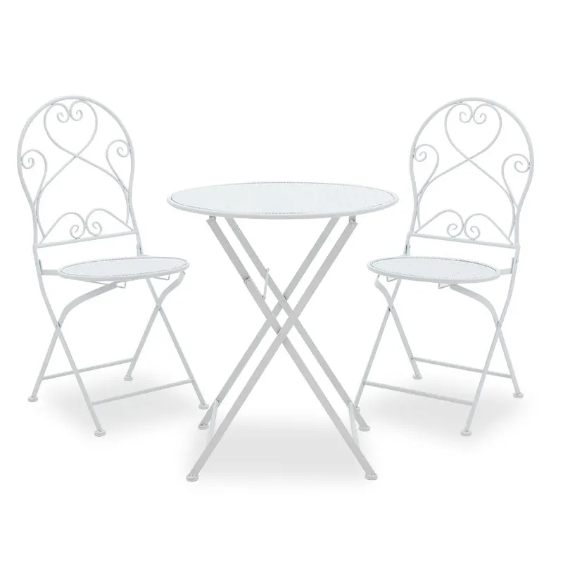 Set Masa si Scaune Gradina Walen 3 Piese Negru, Alb, 60x60x93 cm - Alb