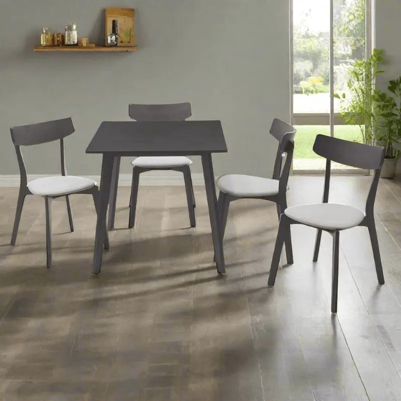 Set de sufragerie Benson - Toto 5 piese, Gri - Nuc, 80x80x75 cm - Gri