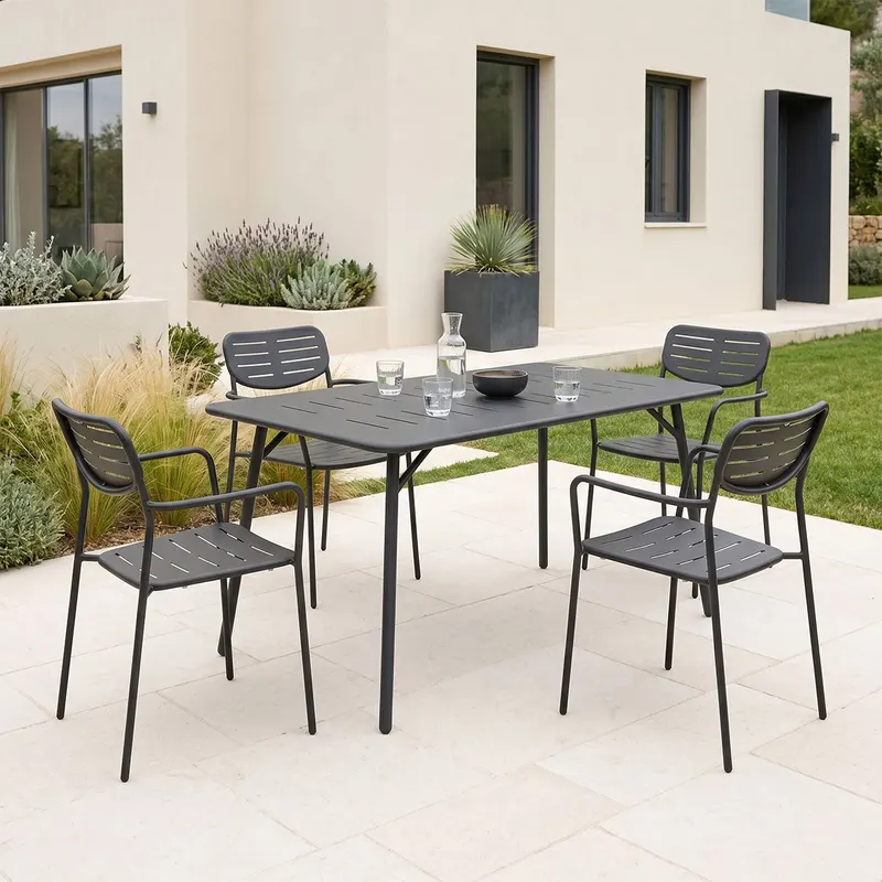 Moraja Deraby set 5 piese negru metal, 140x80x72 cm - Negru
