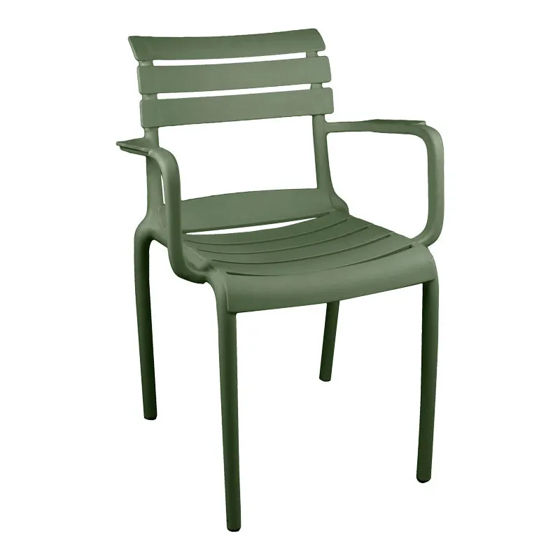 Scaun cu brațe stivuibil Almea, Polipropilenă, Antracit - Verde, 58x56x82 cm - Verde