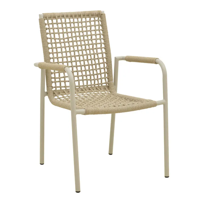 Scaun stivuibil aluminiu Esence, frânghie, nuanță, bej, 56x61x87 cm - Bej