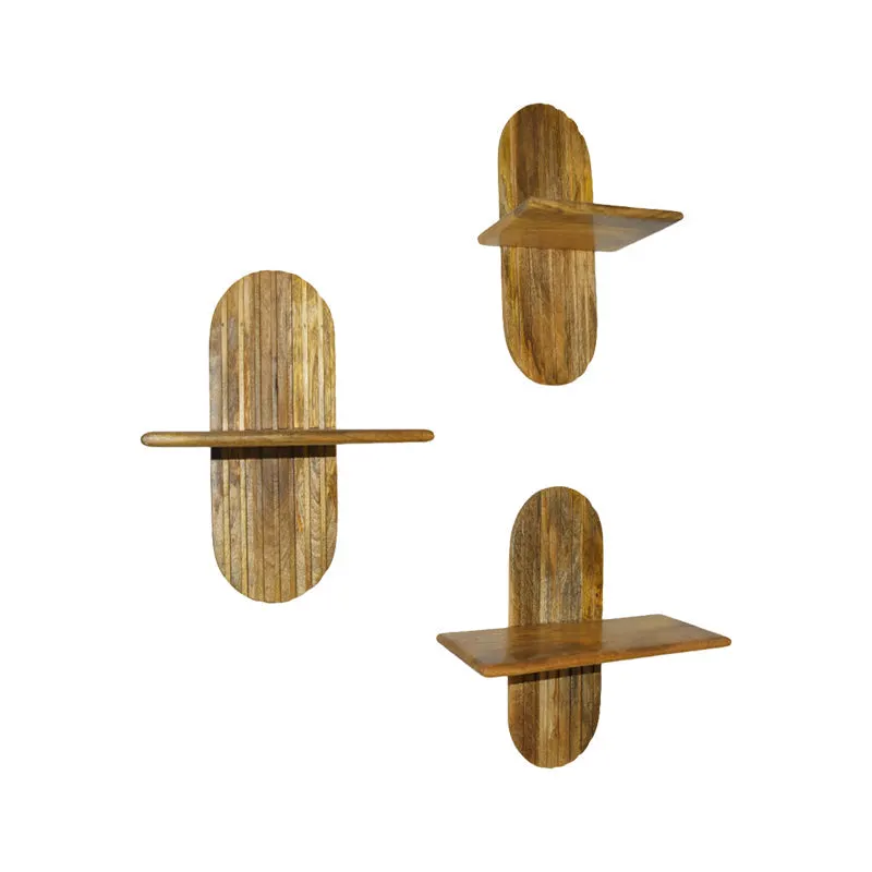 Set rafturi de perete Arcadia, lemn masiv de mango, 30x20x40 cm - Natur