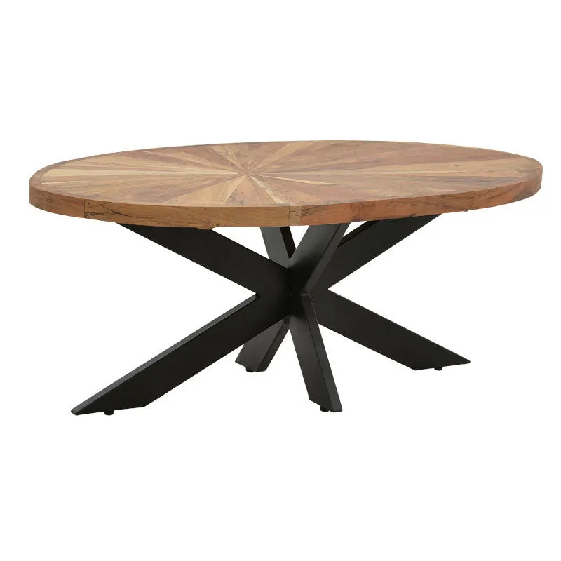 Masuta de cafea ovala Fardy lemn masiv de acacia, nuc - negru, 120x60x45 cm - Natur