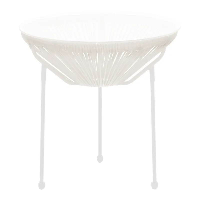Masă Acapulco, Metal și Rattan, Alb - Negru, 50x52 cm - Alb