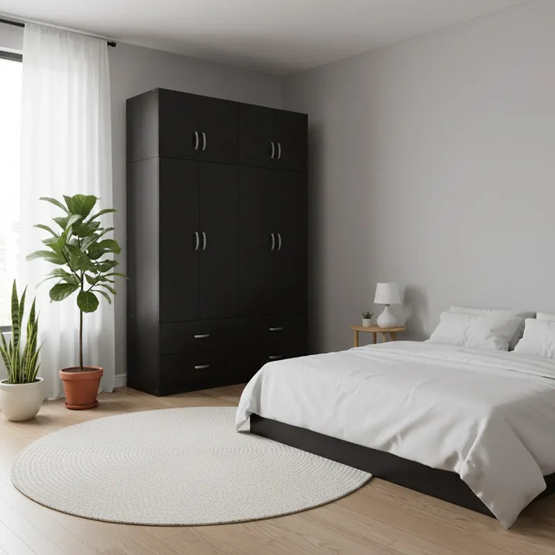 Dulap Athos cu 4 usi si loft, 160x42x240 cm - Nuc
