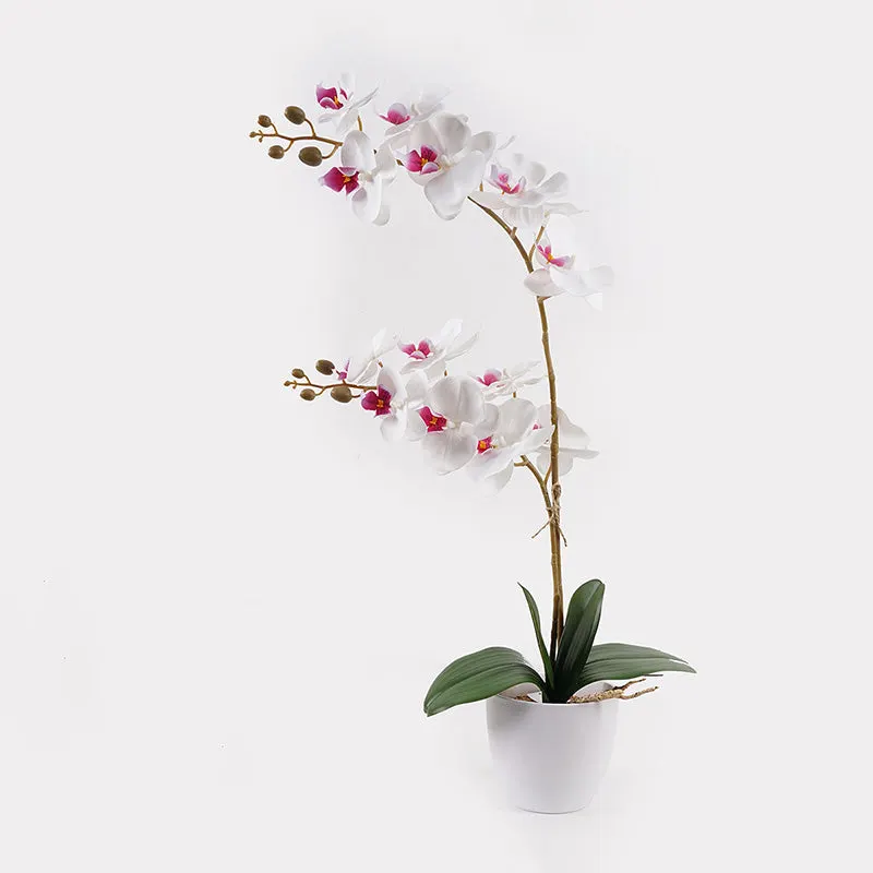 Planta decorativă cu floare orhidee White, Plastic, 36x17x65 cm - Alb