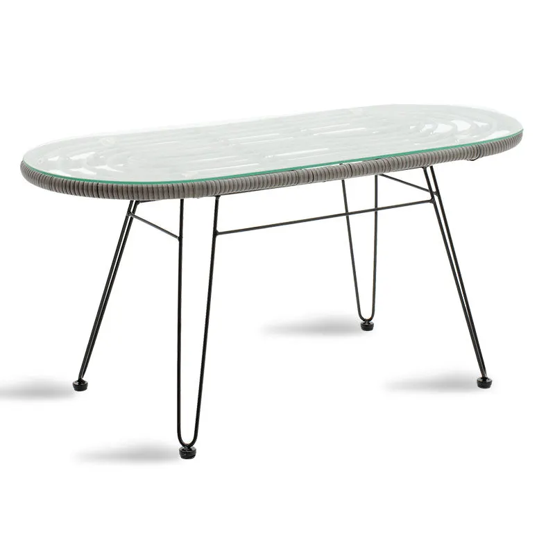 Masa Naoki metal-sticla, Gri - Natural, 100x45x46 cm - Gri