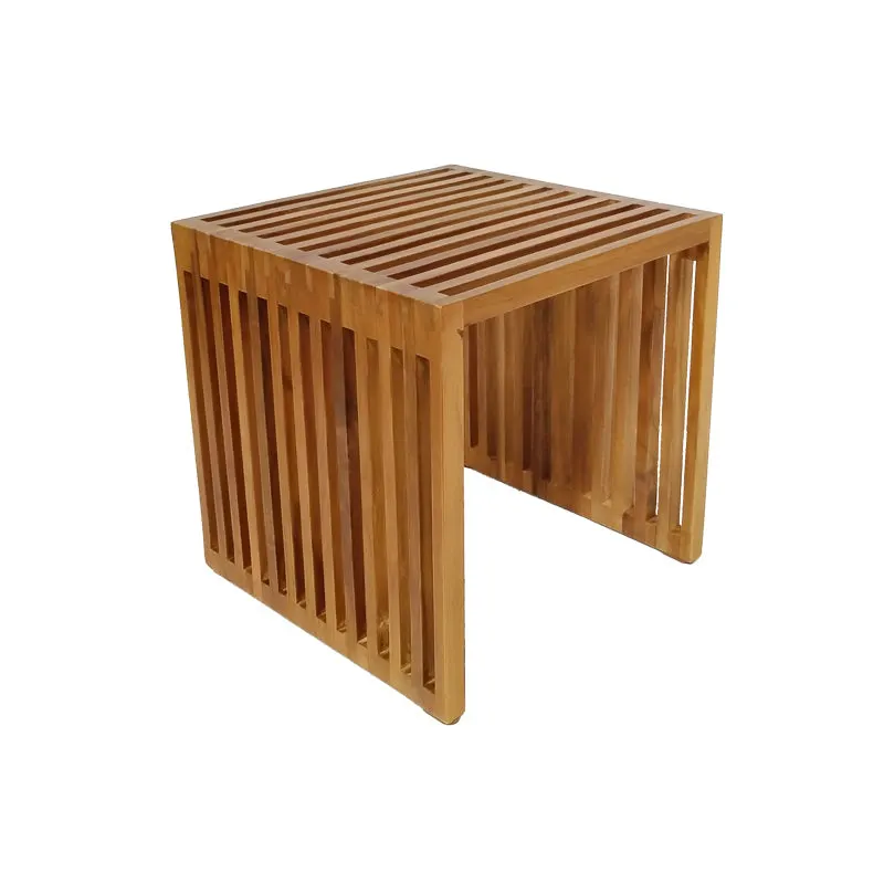 Masuta laterala Saimon lemn de tec, Natural, 40x40x40 cm - Natur