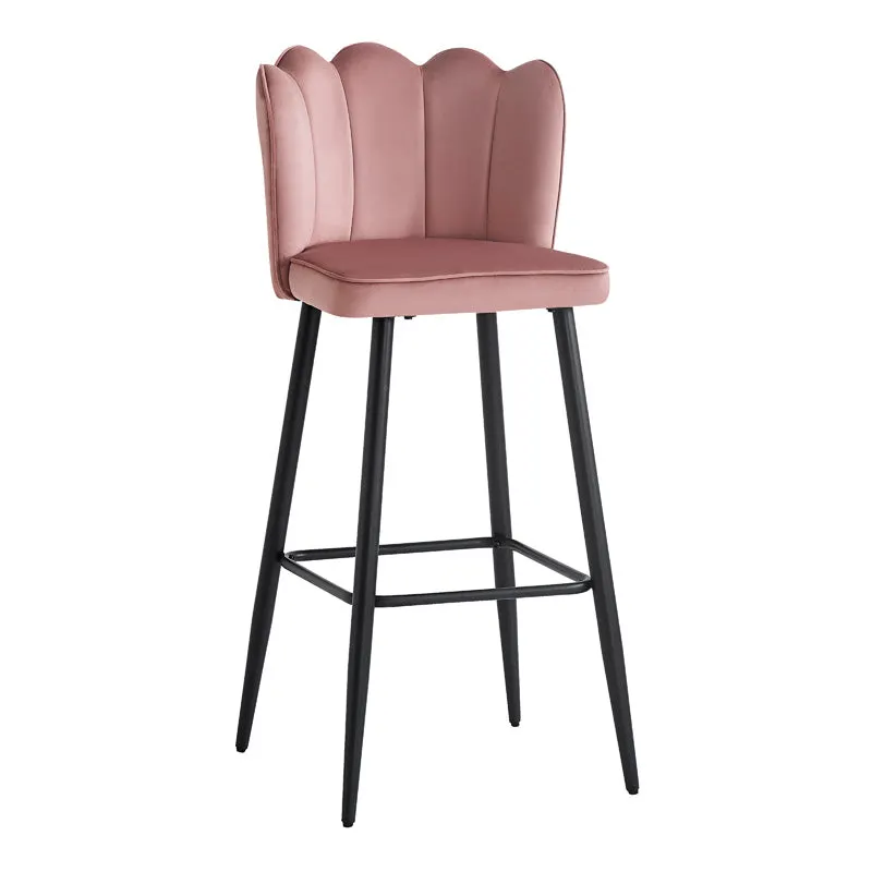 Scaun de bar Velvi catifeaa marului putred, Roz, 43x62x95 cm - Roz