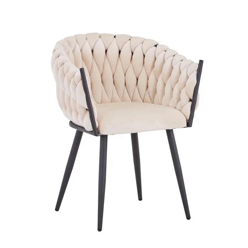 Scaun Vivian catifea, Diverse culori, 61x55x80 cm - Bej