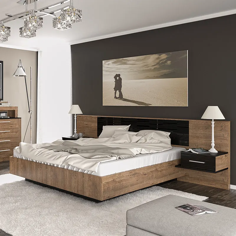 Pat dublu, Romilly 14381, Nuc lucios, 160x200 cm - Maro