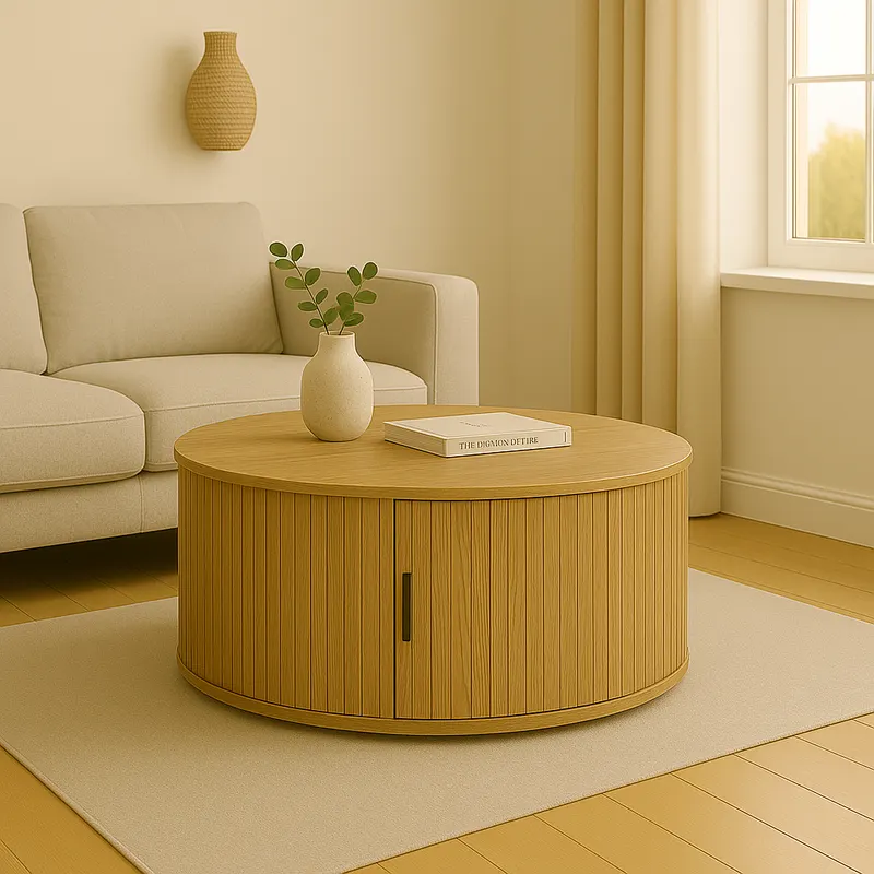 Masuta de cafea Scandi MDF culoare lemn, Natural, D80x36 cm - Natur