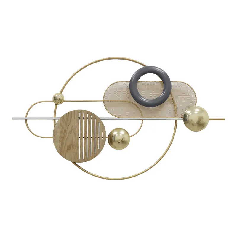 Decoratiune de perete din metal Lupus, Auriu, 89x52x6 cm - Auriu