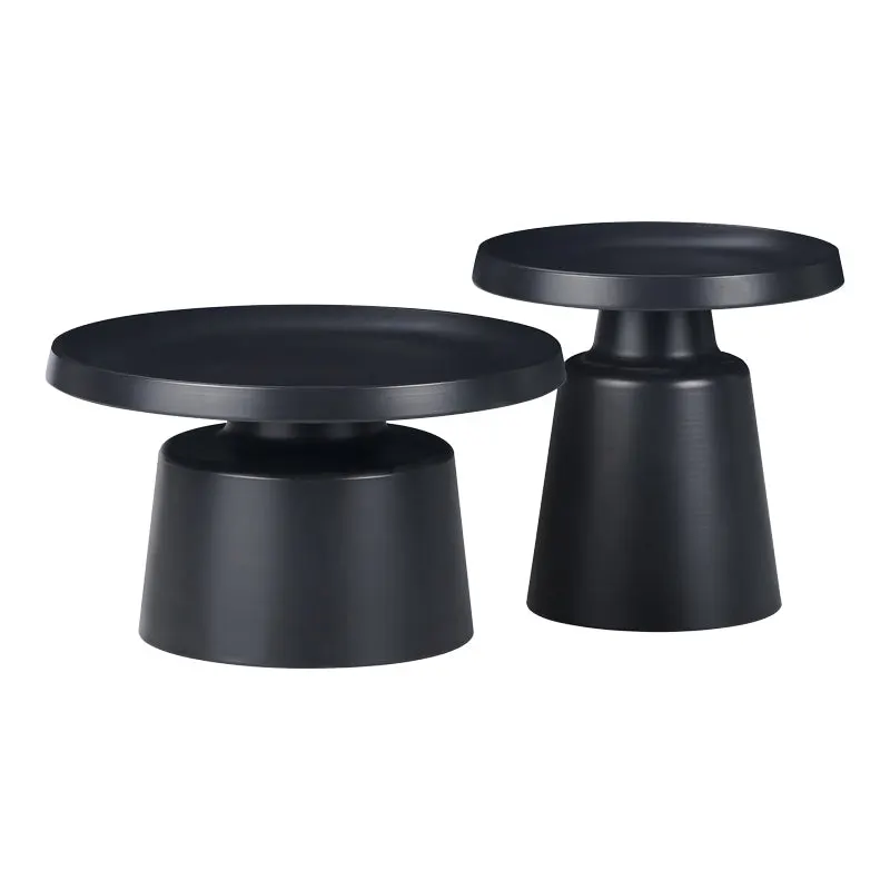 Set 2 mese de cafea Ginoze, Metal, 70x70x40 cm - Negru