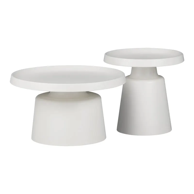 Set 2 mese de cafea Ginoze, Metal, 70x70x40 cm - Alb
