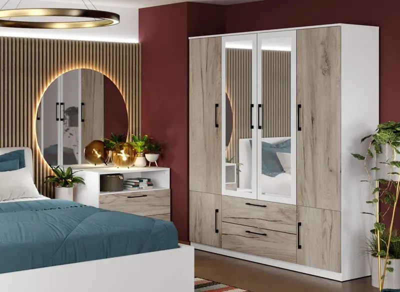 Dulap Relax Alb / Stejar k02 - C164/10 cu oglinda — imaginea 2