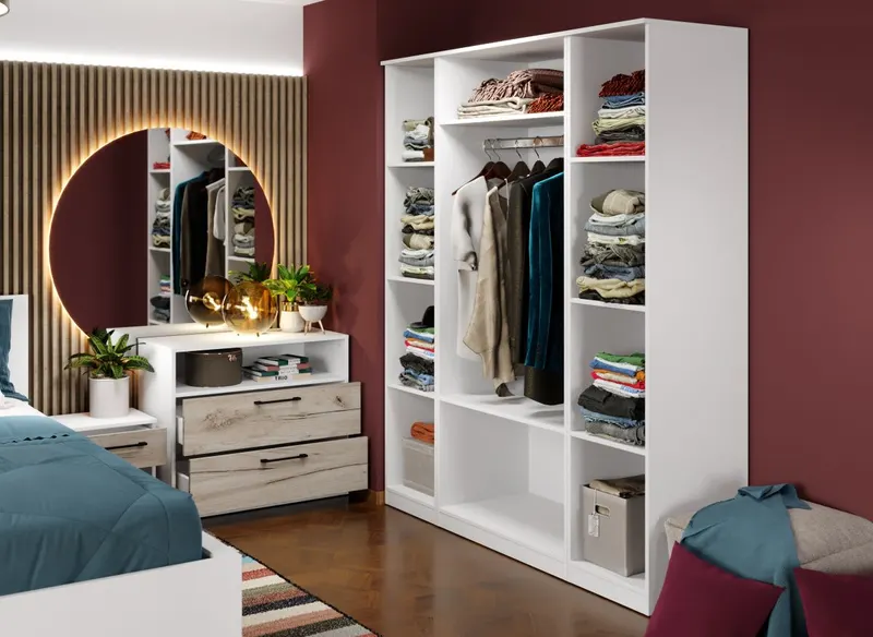 Dulap Relax Alb / Stejar k02 - C164/10 cu oglinda — imaginea 3