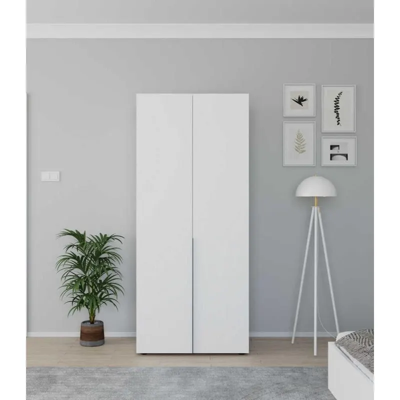Dulap Haine GRD-1722-DD-2 Home Collection® Oryana cu 2 usi si umeras, Alb - Nuc, 90x210x62 cm - Alb