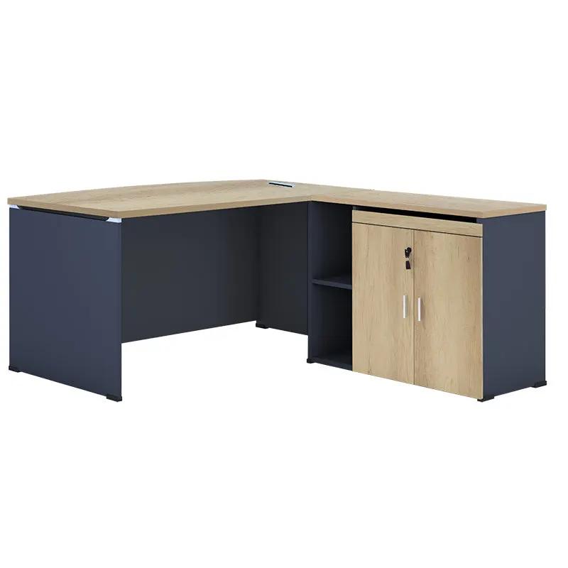 Birou reversibil Lotus, Negru - Stejar, 180x140x75 cm - Stejar