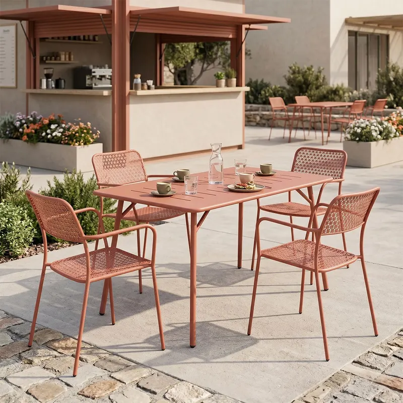 Moraja Federal set 5 piese terracotta metal, Teracotă, 140x80x72 cm - Teracotă