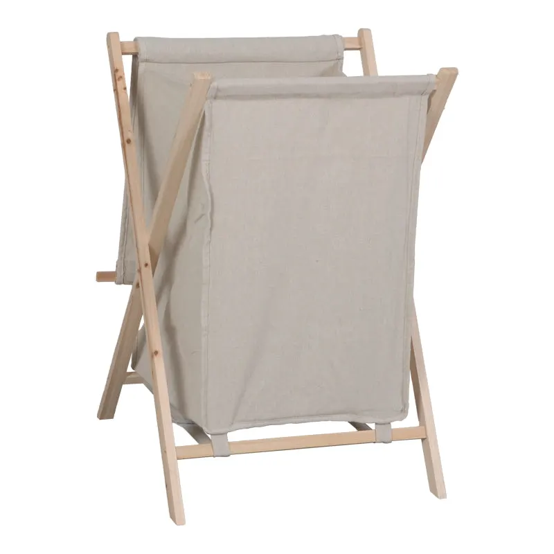 Suport rufe cu funcție de depozitare Lonerte, stil natural, lemn și material textil, bej, 44x41x64 cm - NATURAL - BEIGE