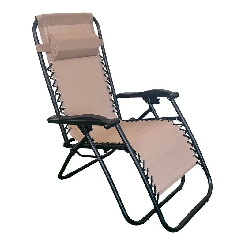 Fotoliu relaxant pliabil Mirka, Metal Negru, Textilenă, Gri, 65x165x110 cm - Maro