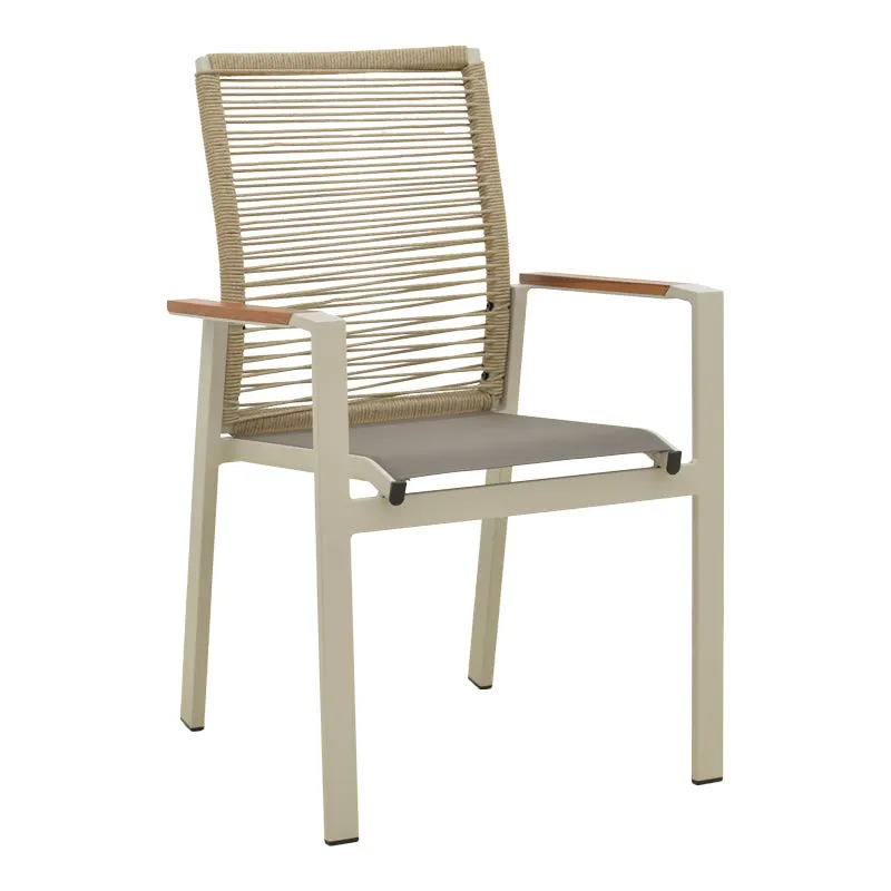 Scaun exterior Aegean, aluminiu si textil, 56x58x91 cm - Bej