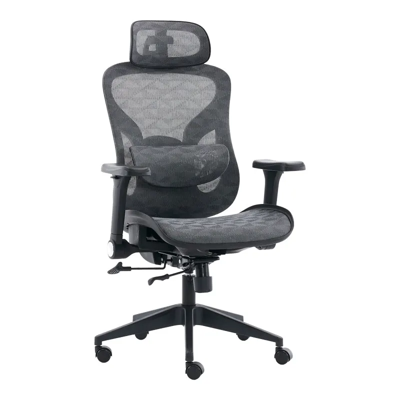 Scaun de birou ergonomic Mesgo, Modern/Metal, Negru-Gri, 68x67x110-136 cm - Negru