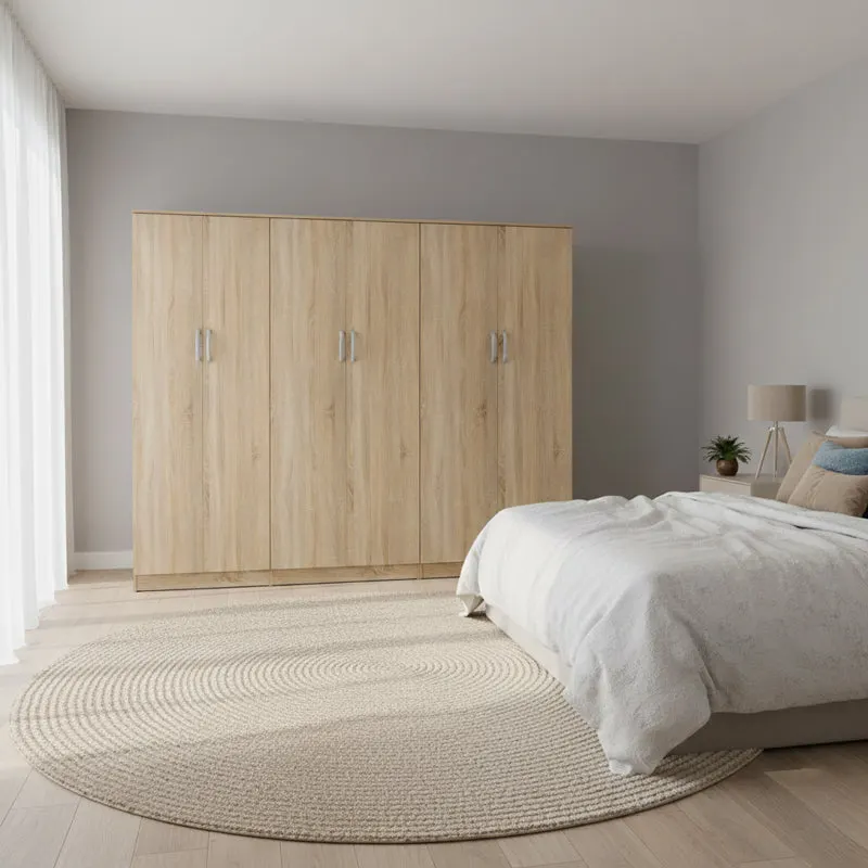 Dulap Athos II cu 6 usi, 240x42x180 cm - Stejar