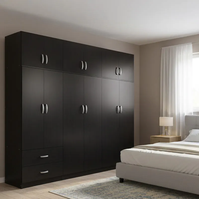 Dulap Athos I cu 6 usi si loft, 240x42x240 cm - Nuc