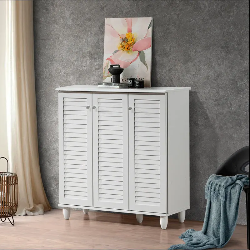 Dulap pentru încaltaminte Santo pentru 16 perechi, Lemn, Alb, 89x34x91 cm - Alb