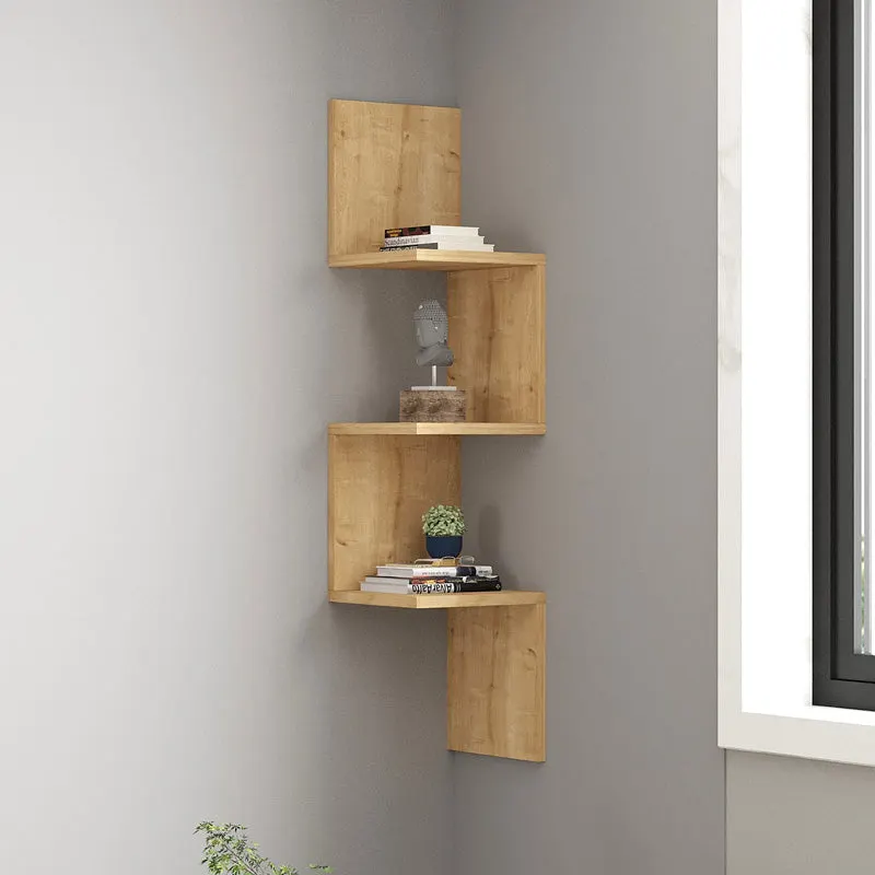 Raft coltar de perete Insta, Lemn, Antracit - Stejar, 25x25x105 cm - Stejar