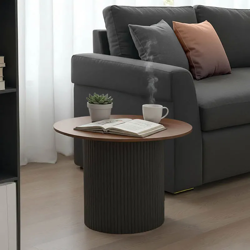 Masuta de cafea Dovel, MDF si metal, D70x45 cm - Nuc-Negru